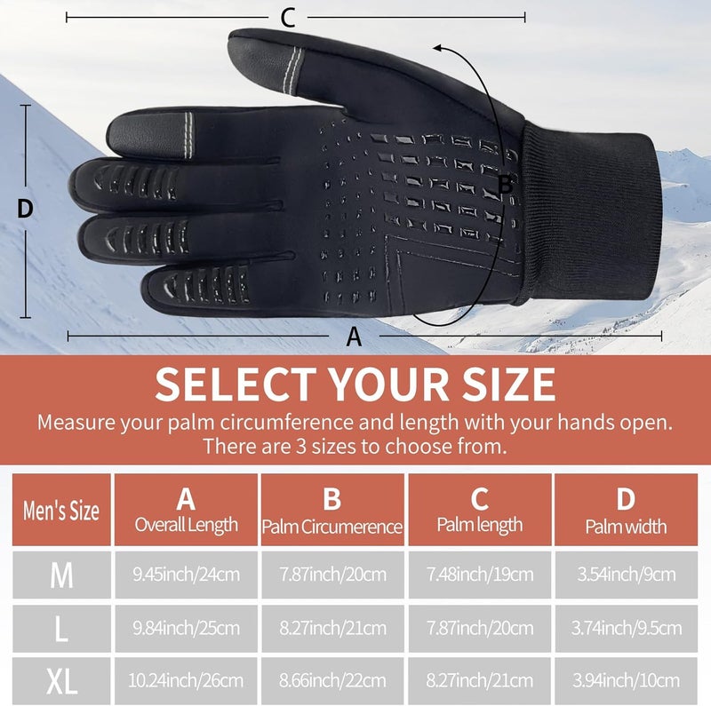 HOPSOOKEN Winter Gloves for Men Women Touch Screen Waterproof Fleece Warm Windproof Thermal Gloves for Running Cycling Driving Hiking - Image 5